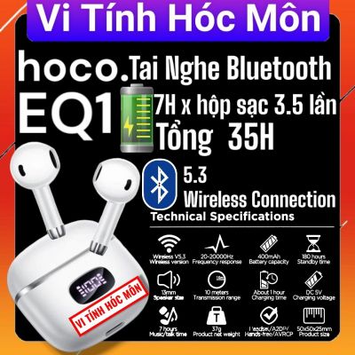 ( Màu trắng) Tai nghe Bluetooth Hoco không dây EQ1 True Wireless pin 7 tiếng