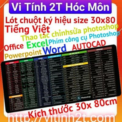 ( Tiếng Việt) Đệm lót chuột in các ký hiệu phím tắt cỡ lớn chống nước Bàn Di Chuột, Pad Chuột, Lót Chuột Phím Tắt Văn Phòng Cao Cấp