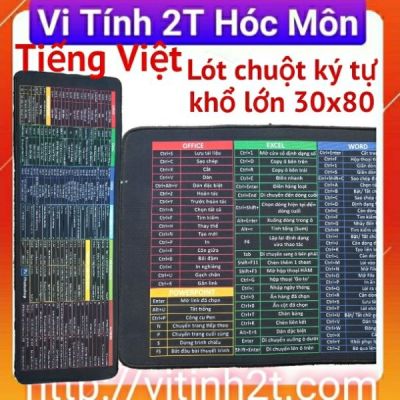 ( Tiếng Việt) Đệm lót chuột in các ký hiệu phím tắt cỡ lớn chống nước