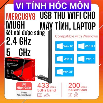 USB Wifi AC650 Mercusys MU6H kết nối sóng 2.4hz 5hz thu wifi cho máy tính, laptop MU6H