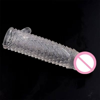 Bao đôn dê vảy cá 17x4cm Wholesale Reusable Soft Silicon Waterproof Condom with Spike Dotted Ring Sheath for Men
