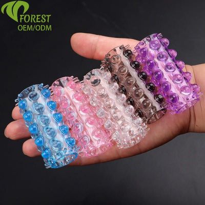 Bao đôn khúc giữa 30 bi siêu mềm mịn Men's Delay Ring with Spiked Crystal Set 30-Bead Particle Lock Semen Ring 100% Waterproof