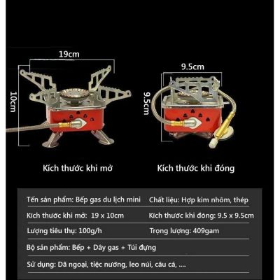 Bếp ga du lịch mini [TẶNG DÂY DẪN GA ] dã ngoại gấp gọn đa năng tiện lợi, có van điều chỉnh ga cao