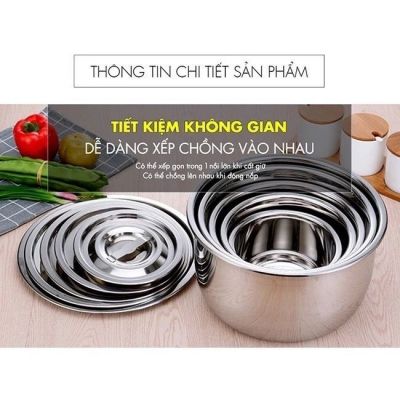 Bộ 5 Thố Inox Không Quai Có Nắp Đậy Đủ Kích Thước Cao Cấp