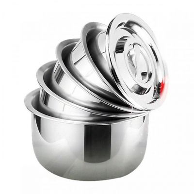 Bộ 5 Thố Inox Không Quai Có Nắp Đậy Đủ Kích Thước Cao Cấp