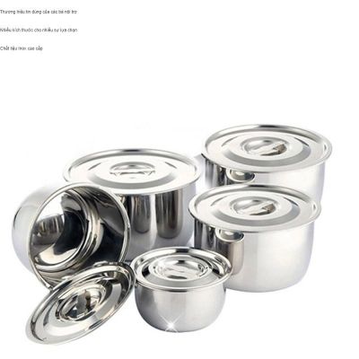 Bộ 5 Thố Inox Không Quai Có Nắp Đậy Đủ Kích Thước Cao Cấp