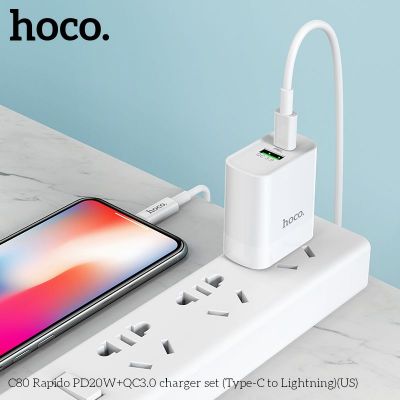 ( có VAT) Bộ Củ Sạc HOCO C80 20W | Kèm Cáp Type C to Lightning | Sạc Nhanh PD QC3.0 | Dành Cho iPhone iPad | Sạc Ổn Định | Không Nóng Máy | An Toàn Pin | Chính Hãng HOCO | Giá Tốt | Bán Chạy | Giao Nhanh | Vi Tính Hóc Môn | HOCO Hóc Môn
