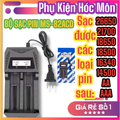 Bộ sạc pin đa năng MS-82ACD | Sạc nhiều loại pin 26650, 21700, 18650, 14500 | Sạc nhanh ổn định | An toàn dễ sử dụng | Sạc pin AA AAA | Chính hãng giá tốt | Vi Tính Hóc Môn