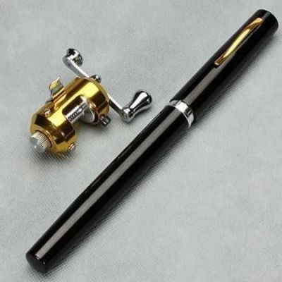 CẦN CÂU BÚT BI NHỎ GỌN 21CM Cần Câu Cá Mini Hình Cây Bút Kèm Tay Quay