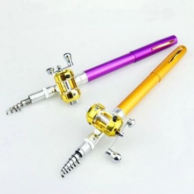 CẦN CÂU BÚT BI NHỎ GỌN 21CM Cần Câu Cá Mini Hình Cây Bút Kèm Tay Quay