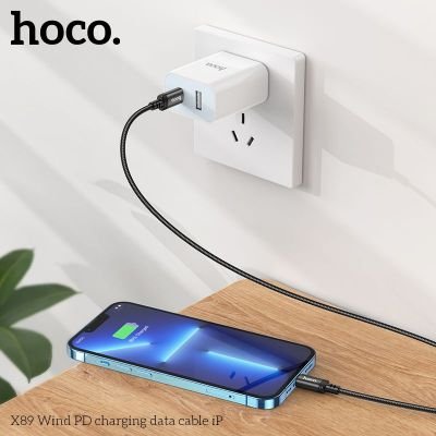 Cáp sạc Hoco X89 Type-C sang IP | Cáp sạc nhanh Hoco X89 TypeC to IP PD27W 3.0A | Truyền dữ liệu ổn định | Sạc nhanh cho iPhone 11 12 13 14 | Dây cáp dài 1 mét bền chắc | Chính hãng Hoco cao cấp | Vi Tính Hóc Môn