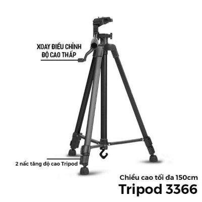 ⛔ Hết hàng Chân giá đỡ máy ảnh Tripod 3366 cao 150cm có tay cầm quay phim
