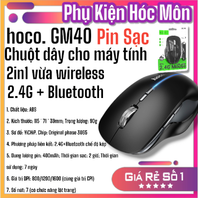 Chuột không dây chế độ kép Hoco GM40 Dixon RGB (phiên bản có thể sạc lại)