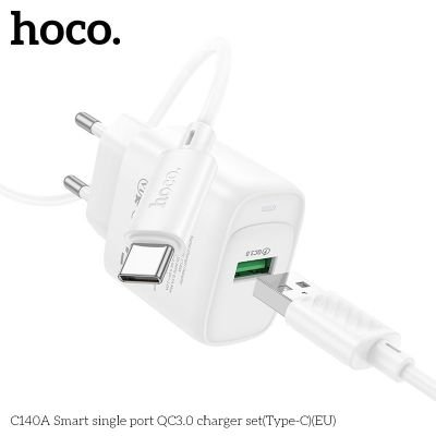 (có VAT) Bộ Sạc Hoco C140A QC3.0 Cổng Đơn Type-C EU | Sạc Nhanh Thông Minh | An Toàn Ổn Định | Dùng Cho iPhone Android | Giá Tốt | Vi Tính Hóc Môn | hoco Hóc Môn