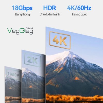 (CÓ VAT) Cáp HDMI veggieg DÀI 1.5M 2.0 2K 4K 60Hz V-H107 chính hãng giá rẻ | Cáp HDMI 2.0 hỗ trợ 4K 60Hz truyền tải tốc độ cao V-H107 | Cáp HDMI V-H107 chuẩn 2.0 kết nối TV máy tính PS5 sắc nét | Dây HDMI 2.0 4K 60Hz chống nhiễu cao cấp V-H107 | Cáp HDMI