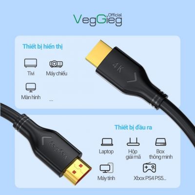 (CÓ VAT) Cáp HDMI veggieg DÀI 1.5M 2.0 2K 4K 60Hz V-H107 chính hãng giá rẻ | Cáp HDMI 2.0 hỗ trợ 4K 60Hz truyền tải tốc độ cao V-H107 | Cáp HDMI V-H107 chuẩn 2.0 kết nối TV máy tính PS5 sắc nét | Dây HDMI 2.0 4K 60Hz chống nhiễu cao cấp V-H107 | Cáp HDMI
