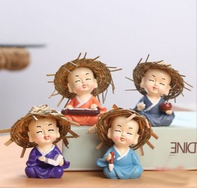 Combo 4 Chú Tiểu Cầm Kỳ Thi Họa | Trang Trí Phòng Thờ | Đồ Phong Thủy Ý Nghĩa | Quà Tặng Bình An | Decor Tượng Chú Tiểu Mini | Vi Tính Hóc Môn