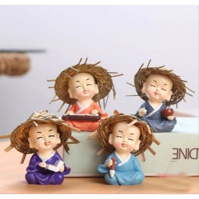 Combo 4 Chú Tiểu Cầm Kỳ Thi Họa | Trang Trí Phòng Thờ | Đồ Phong Thủy Ý Nghĩa | Quà Tặng Bình An | Decor Tượng Chú Tiểu Mini | Vi Tính Hóc Môn