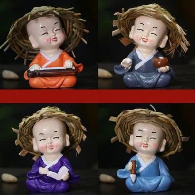 Combo 4 Chú Tiểu Cầm Kỳ Thi Họa | Trang Trí Phòng Thờ | Đồ Phong Thủy Ý Nghĩa | Quà Tặng Bình An | Decor Tượng Chú Tiểu Mini | Vi Tính Hóc Môn