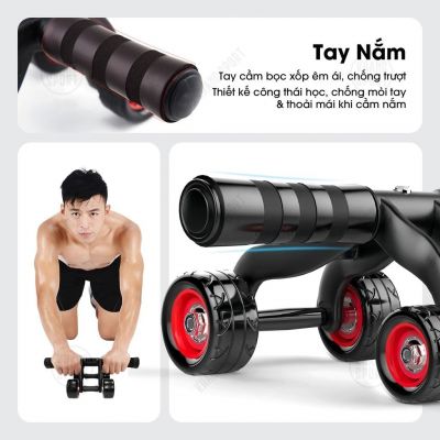 Con Lăn 4 Bánh | Con Lăn tập bụng 4 bánh Con lăn tập bụng 4 bánh siêu chắc tặng kèm thảm