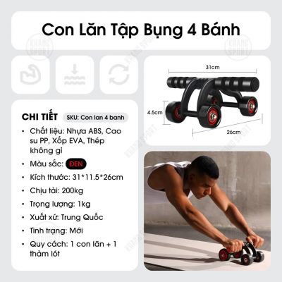 Con Lăn 4 Bánh | Con Lăn tập bụng 4 bánh Con lăn tập bụng 4 bánh siêu chắc tặng kèm thảm