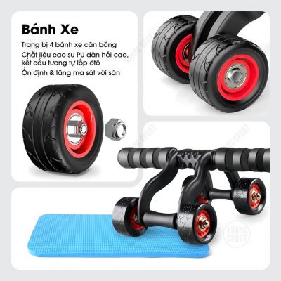 Con Lăn 4 Bánh | Con Lăn tập bụng 4 bánh Con lăn tập bụng 4 bánh siêu chắc tặng kèm thảm