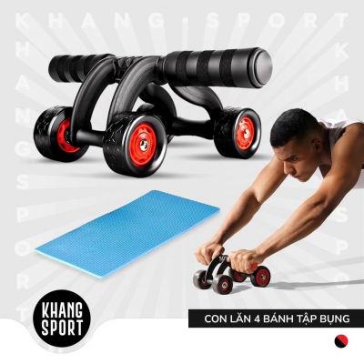 Con Lăn 4 Bánh | Con Lăn tập bụng 4 bánh Con lăn tập bụng 4 bánh siêu chắc tặng kèm thảm