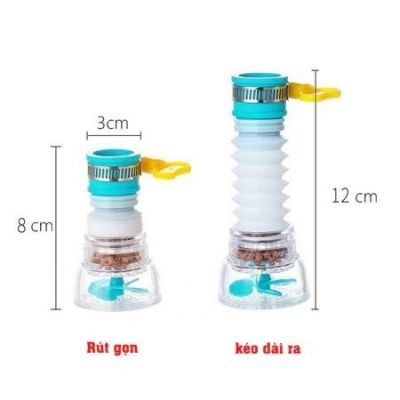 Đầu Vòi Lọc Nước Tăng Áp 360 Độ Có thể kéo dài ,Uống Cong Rút Ngắn Có Khóa Cổ Dê, Cánh Quạt
