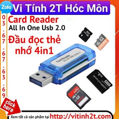 ĐỌC THẺ READER ALL IN ONE 2.0 TRONG SUỐT đầu đọc thẻ 4in1