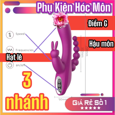 Dương vật giả 3 nhánh Kích thích điểm G, hột le và hậu môn