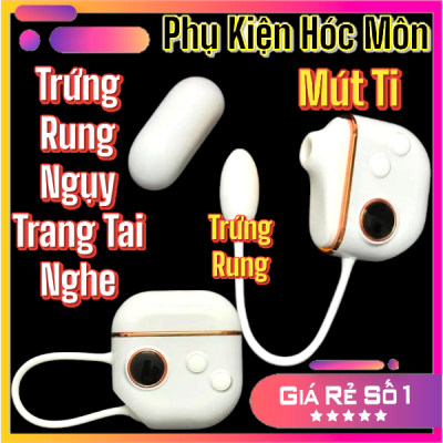 Máy rung 2 in 1 ngụy trang Tai Nghe Airpod, mút ti| Trứng Rung 2 in 1 mút , trứng tròn | Máy rung mini | Sextoy nữ | Đồ chơi người lớn | Máy rung kích thích | Thiết bị thư giãn | Vi Tính Hóc Môn
