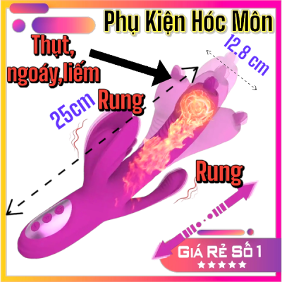 Máy rung điểm G 4 trong 1 hình thỏ  | Vibrator kích thích âm vật và điểm G | Lưỡi liếm xoay rung đẩy thụt | 10 chế độ rung mạnh | 7 chế độ xoay thu vào | Chất liệu silicone cao cấp | Có nhiệt làm ấm | Thiết kế cho nữ | Kín đáo an toàn | Sextoy cao