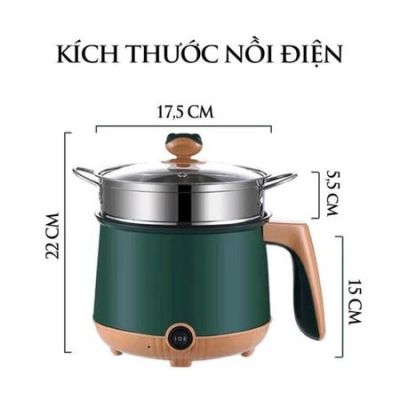 Nồi lẩu điện mini đa năng MANDELI 2 tầng kèm giá hấp dung tích 1.8L chống dính
