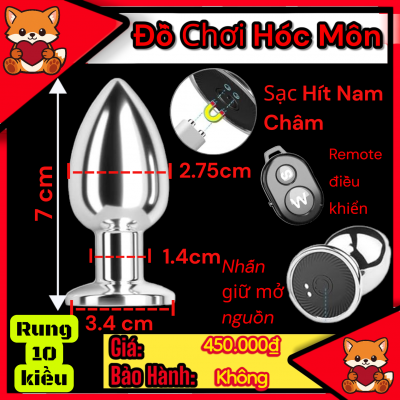 Phích cắm hậu môn inox 10 chế độ rung | Nút rung thép không gỉ chống nước | Điều khiển từ xa kích thước nhỏ | Đồ chơi tình yêu cao cấp | Vi Tính Hóc Môn