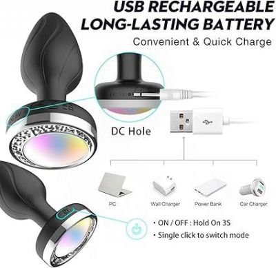 Phích Cắm Hậu Môn Silicone 10 Chế Độ Rung | Đèn Led Đổi Màu | Có Remote Điều Khiển | Đồ Chơi Tình Yêu | Vi Tính Hóc Môn