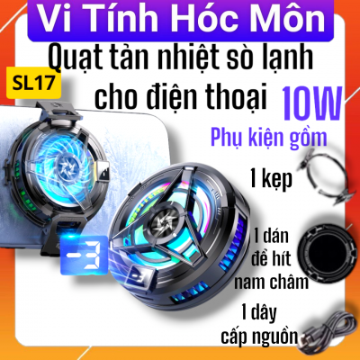 Quạt tản nhiệt Sò lạnh SL17 hít nam châm điện thoại - Tản nhiệt cực mát - Có màn hình hiển thị nhiệt độ Quạt tản nhiệt Sò lạnh SL17 hít nam châm điện thoại - Tản nhiệt cực mát - Có màn hình hiển thị nhiệt độ