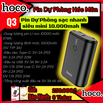 (có VAT) Sạc Dự Phòng Hoco Q3 Mayflower 10000mAh PD20W QC3.0 Chính Hãng | Pin Dự Phòng Hoco Q3 Sạc Nhanh 20W | Hoco Q3 New | Giá Tốt | Bảo Hành | Vi Tính Hóc Môn