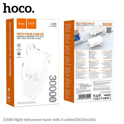 Sạc Dự Phòng Hoco J146B 4 Dây 30000mAh | Pin Dung Lượng Lớn | Sạc Nhanh Tiện Lợi | Vi Tính Hóc Môn