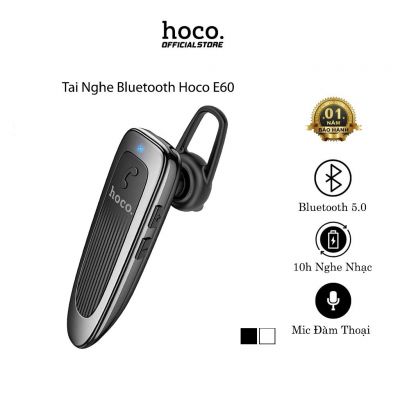 Tai nghe bluetooth Hoco E60, tai nghe bên có mic đàm thoại, 10h nghe nhạc, nút điều chỉnh âm lượng.