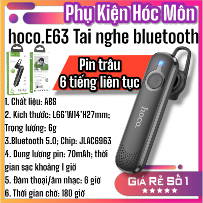 Tai nghe Bluetooth Hoco E63 | Tai nghe 1 bên Diamond Business | Tai nghe đàm thoại công việc | Tai nghe chống ồn pin bền | Tai nghe Hoco chính hãng | Phụ kiện giá tốt | Vi Tính Hóc Môn