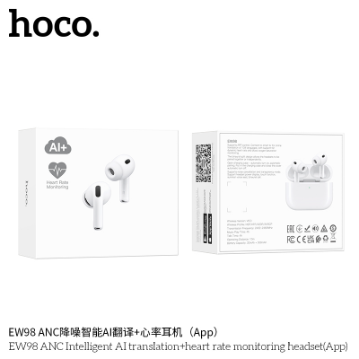 Tai nghe chống ồn Hoco EW98 ANC dịch thuật thông minh AI và theo dõi nhịp tim (App)