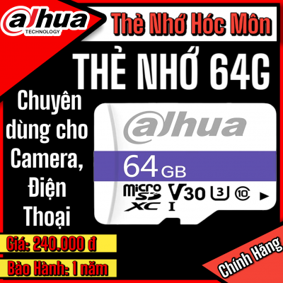 ( có VAT) Thẻ Nhớ Micro SD 64GB Dahua DHI-TF-C100 | Thẻ Nhớ Dahua 64GB V30 Chính Hãng | Chuyên Dụng Camera | Tốc Độ Cao | Bền Bỉ | Giá Tốt | Bảo Hành Chuẩn | Mua Ngay | Uy Tín | Giao Nhanh | Thẻ Nhớ Hóc Môn