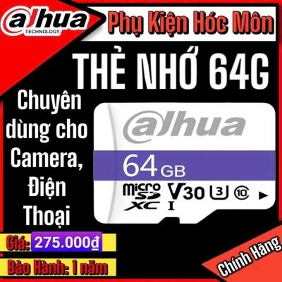 ( có VAT) Thẻ Nhớ Micro SD 64GB Dahua DHI-TF-C100 | Thẻ Nhớ Dahua 64GB V30 Chính Hãng | Chuyên Dụng Camera | Tốc Độ Cao | Bền Bỉ | Giá Tốt | Bảo Hành Chuẩn | Mua Ngay | Uy Tín | Giao Nhanh | Thẻ Nhớ Hóc Môn