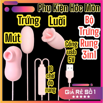 Trứng rung 3in1 có lưỡi liếm và hút mút cực mạnh, trứng rung cắm USB 5V cao cấp | Đồ chơi tình yêu | Dụng cụ kích thích cho nữ | Chống nước, rung mạnh | Ship nhanh kín đáo | Vi Tính Hóc Môn