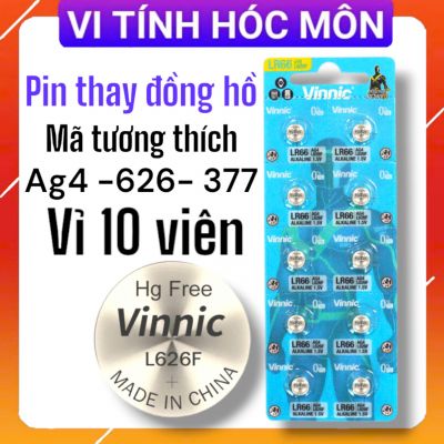 vỉ 10 viên Pin Vinnic L626F - LR626W - LR626 - 177 - LR66 - AG4 - SR626SW - SR626 - 377 - 377A - CX177  Chính Hãng