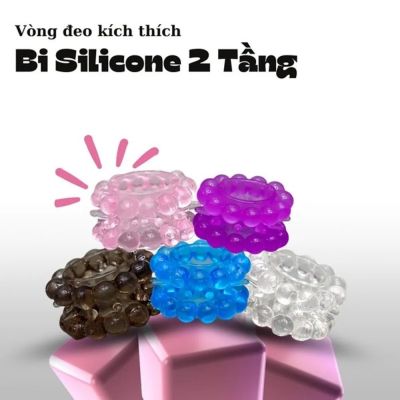 Vòng Đeo Bi Kéo Dài Thời Gian Nong Bi Silicone 2 Tầng Male Semen Locking Reusable TPE Ring Spiked
