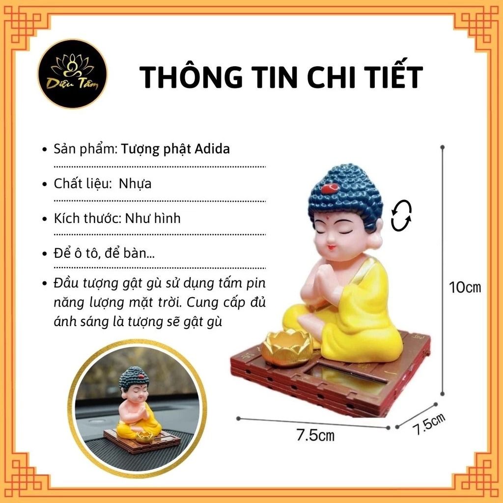 Tượng Phật Thích Ca Gật Gù Năng Lượng Mặt Trời