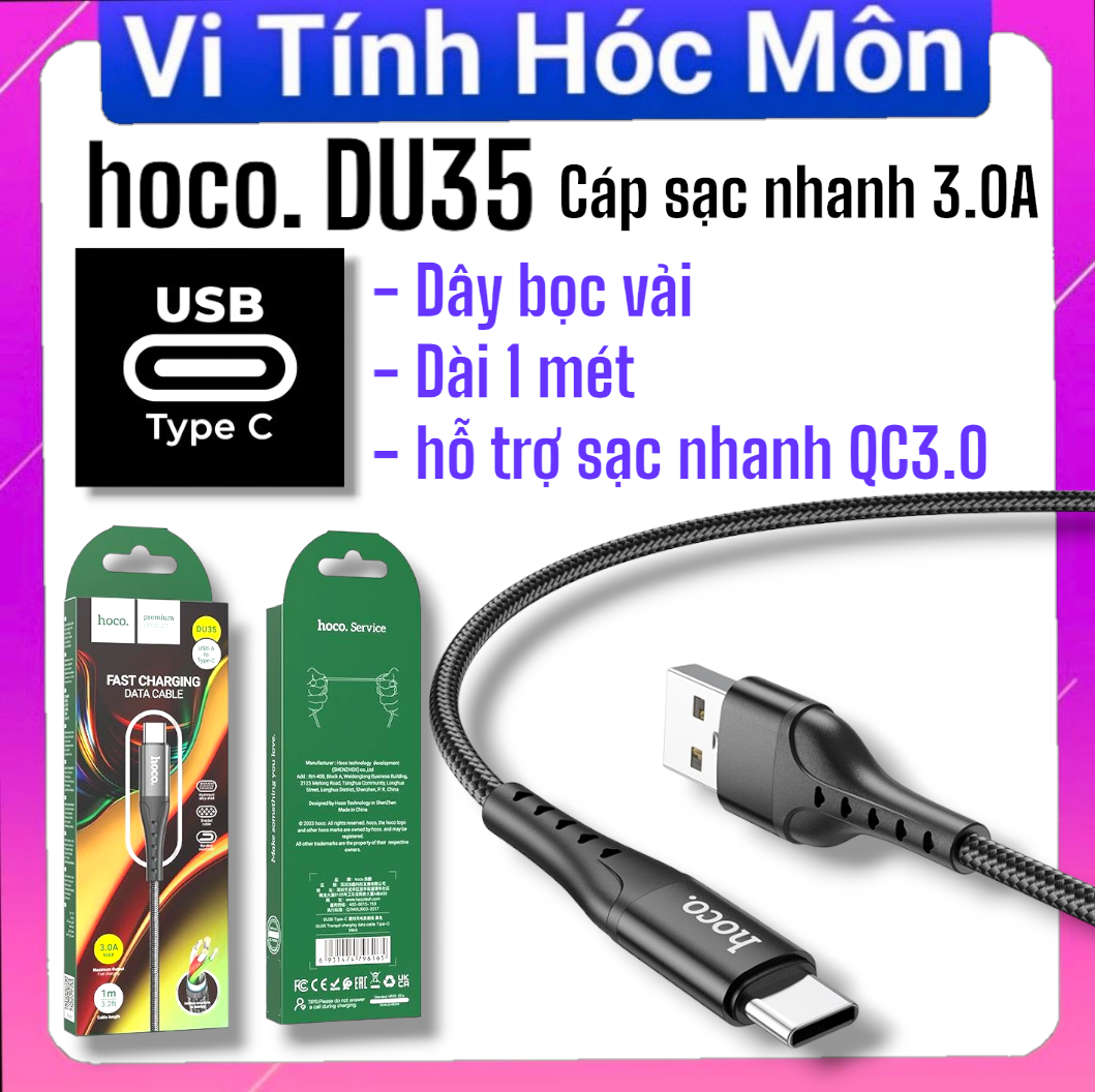 (Usb - Type C) Cáp sạc nhanh 3.0A hoco DU35