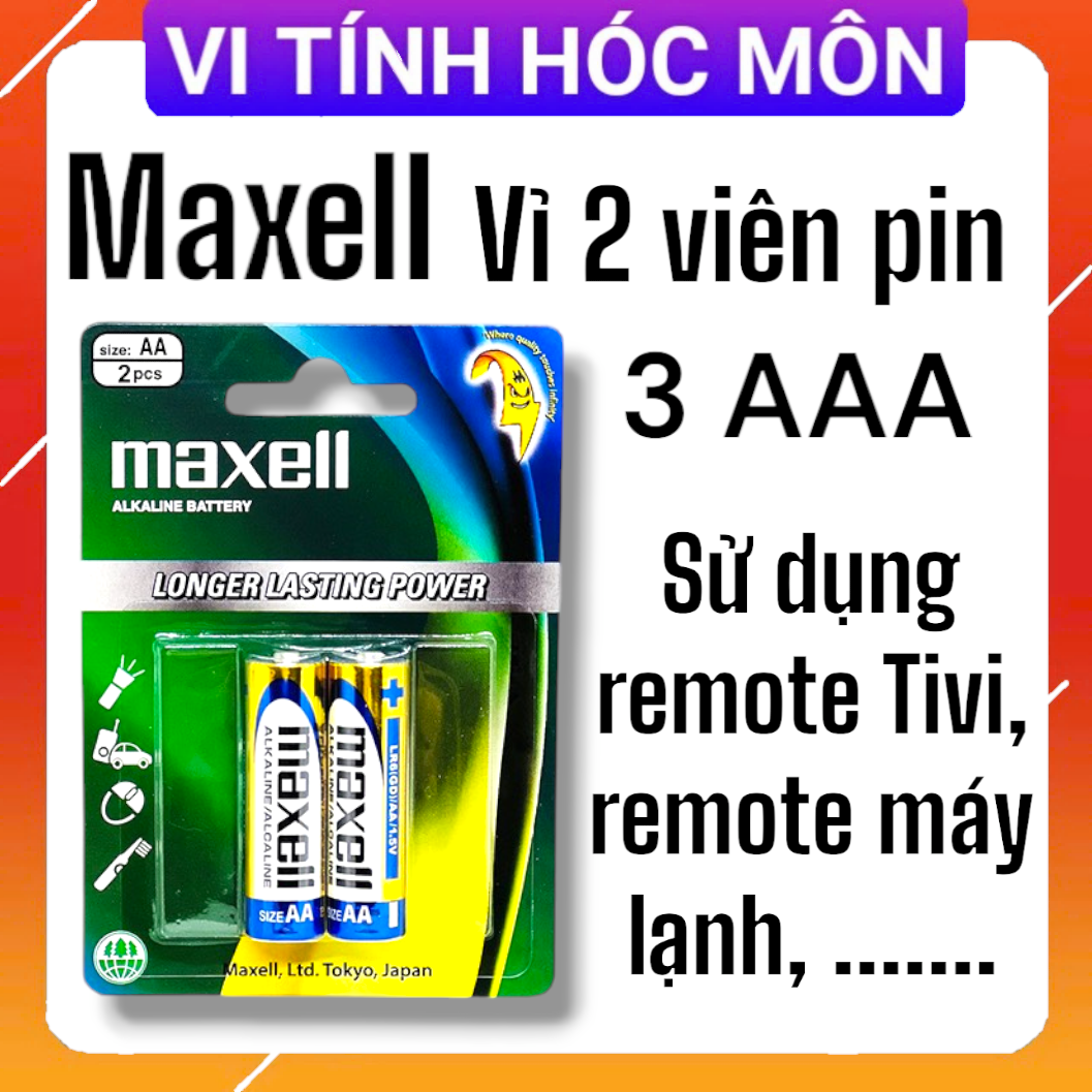 Vỉ 2 viên pin 3Aaa maxell LR03 sử dụng remote tivi remote máy lạnh pin aaa